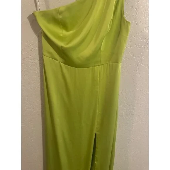 Y Birdy Grey Kira One Shoulder Satin High Slit Bridesmaid Formal Dress - Picture 5 of 10